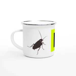 Mug émail blanc – Collection Sale bête™ | Modèle Cafard